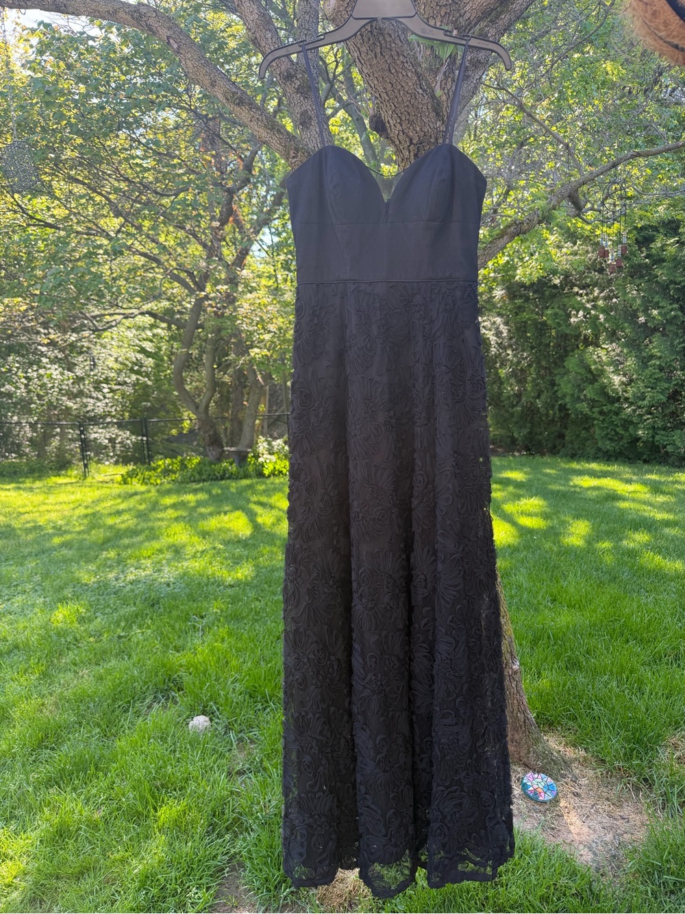 Strapless Black Lace Evening Dress